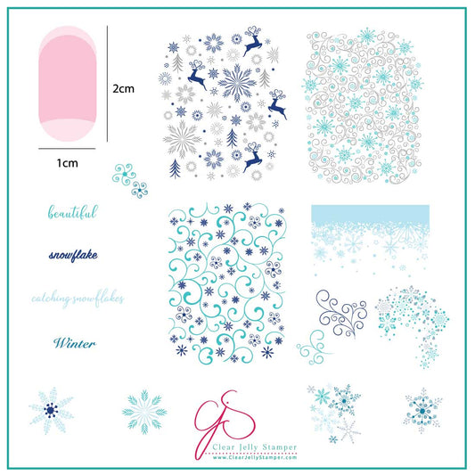 Catching Snowflakes (CjS-180) Steel Stamping Plate 8 x 8 Clear Jelly Stamper Plate 