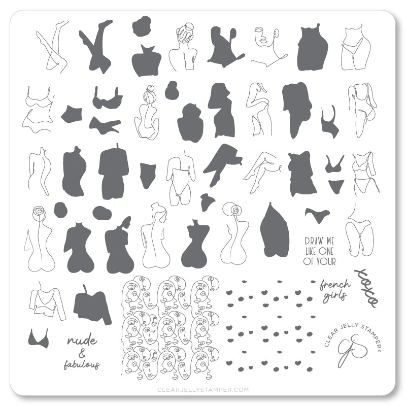 The Nude Series -  Au Naturel (CjS-196) Steel Nail Art Layered Stamping Plate