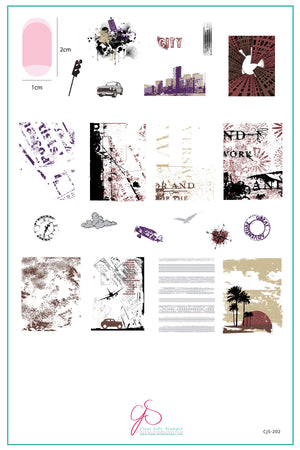 Grunge Series - City (CjS-202) Steel Stamping Nail Art Plate