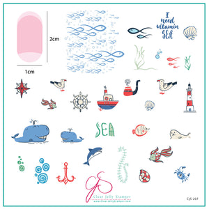 I Need Vitamin SEA (CjS-207) Steel Layered Nail Art Stamping Plate