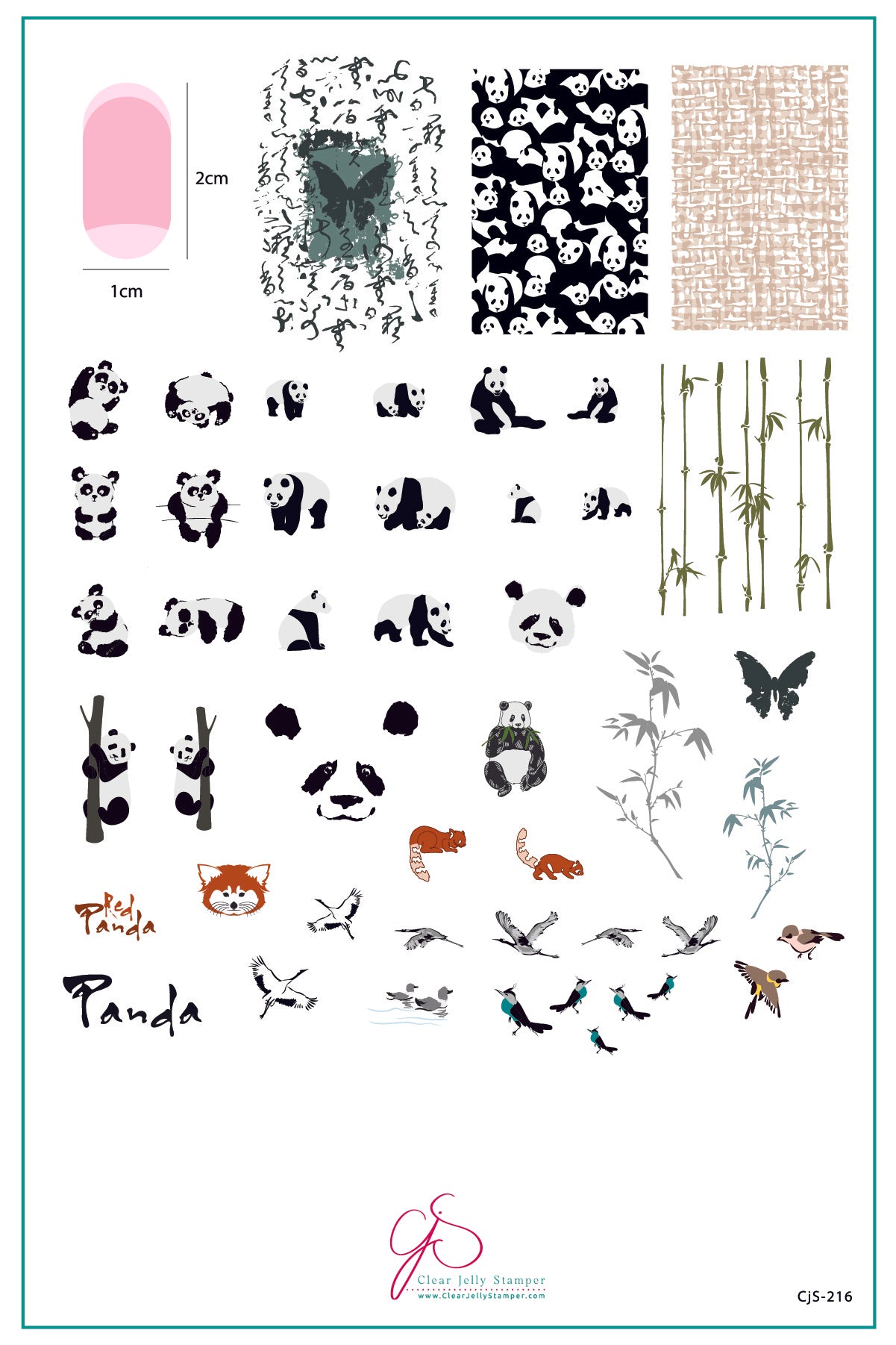 Playful Panda (CjS-216) Steel Nail Art Layered Stamping Plate
