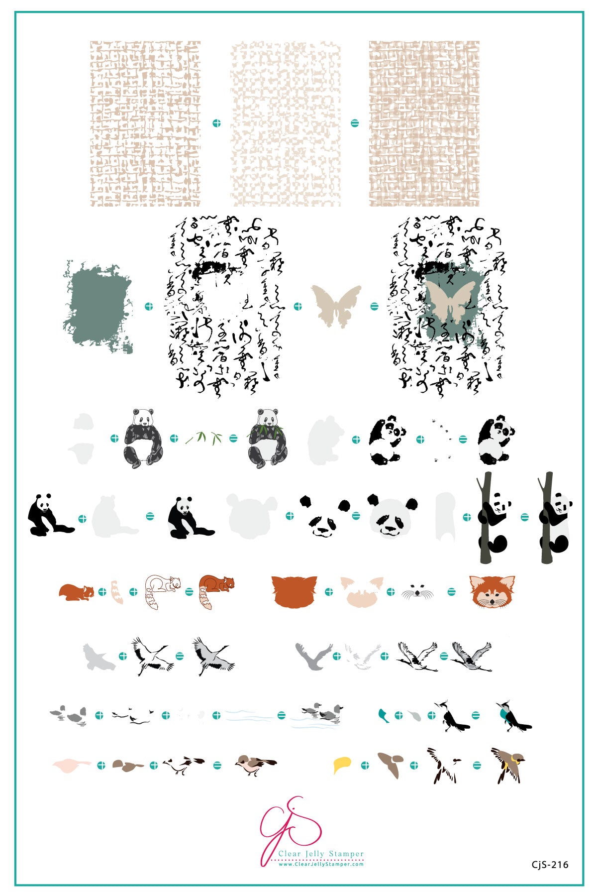 Playful Panda (CjS-216) Steel Nail Art Layered Stamping Plate