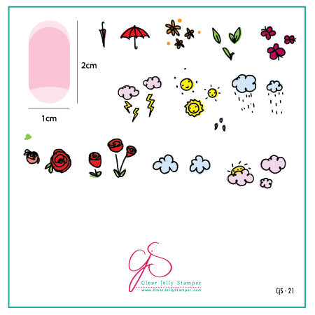 Flower and Sky Doodle (CjS-21) - Steel Nail Art Stamping Plate 6x6 Clear Jelly Stamper Plate 