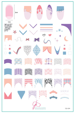 French Mani Mini (CjS-224) Steel Nail Art Stamping Plate