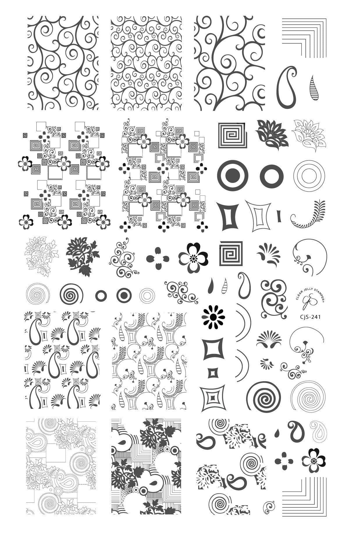 layered-nail-art-stamping-plate- with-art-deco-shapes-and-patterns-such-as-flowers-and-arches