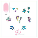 Mermaid Doodle 2 (CjS-25) - Steel Nail Art Stamping Plate 6x6 Clear Jelly Stamper Plate 