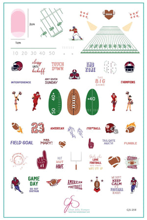 The Big Game (CjS-259) Steel Nail Art Stamping Plate
