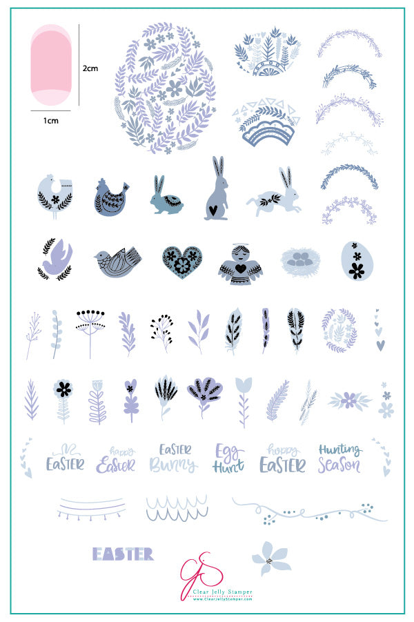 Enchanted Easter (CjS H-30) Steel Stamping Plate 14 x 9 Clear Jelly Stamper 