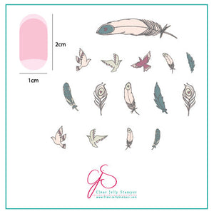 Birds of a Feather (CjS-31) - Steel Nail Art Stamping Plate 6x6 Clear Jelly Stamper Plate 