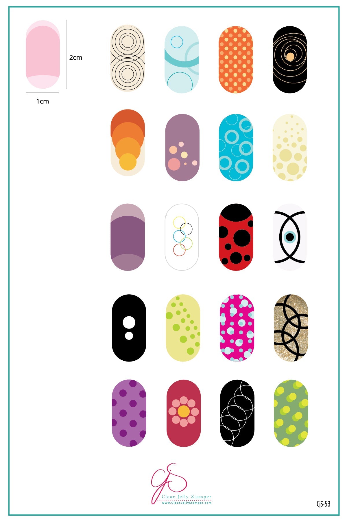 Circles (CjS-53) Steel Nail Art Stamping Plate 14 x 9 Clear Jelly Stamper Plate 