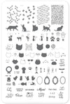 Here Kitty Kitty! (CjS-55) Steel Nail Art Stamping Plate 14 x 9 Clear Jelly Stamper 