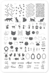Here Kitty Kitty! (CjS-55) Steel Nail Art Stamping Plate 14 x 9 Clear Jelly Stamper 