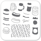 Order UP! (CjS-64) Steel Nail Art Stamping Plate 6x6 Clear Jelly Stamper 