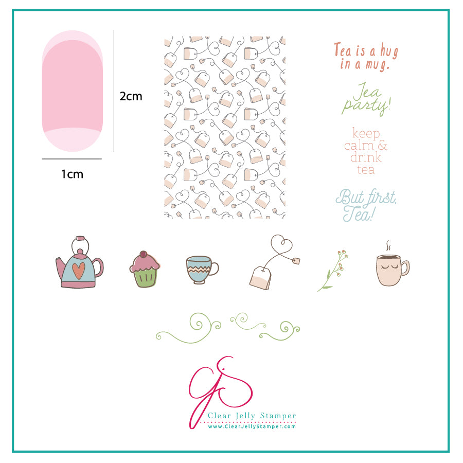 Steeped (CjS-90) Steel Nail Art Stamping Plate 6x6 Clear Jelly Stamper Plate 