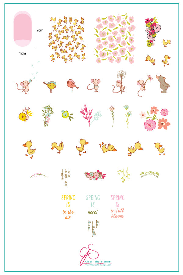 Spring is in the Air (CjS-95) Steel Nail Art Stamping Plate 14 x 9 Clear Jelly Stamper 
