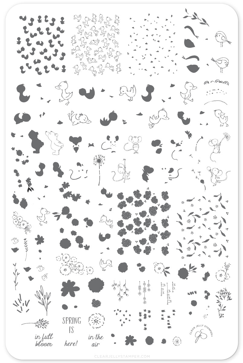 Spring is in the Air (CjS-95) Steel Nail Art Stamping Plate 14 x 9 Clear Jelly Stamper 