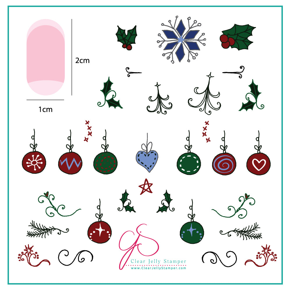 Wonderfully Winter (CjSC-05) - Steel Nail Art Stamping Plate 6x6 Clear Jelly Stamper Plate 