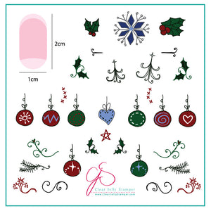 Wonderfully Winter (CjSC-05) - Steel Nail Art Stamping Plate 6x6 Clear Jelly Stamper Plate 