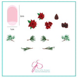 Pines and Poinsettias (CjSC-08) - Steel Nail Art Stamping Plate 6x6 Clear Jelly Stamper Plate 