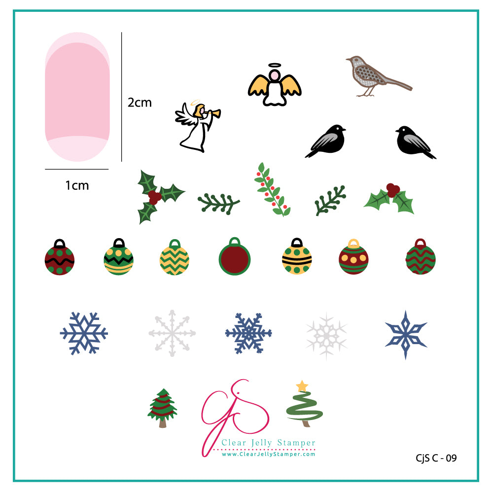 Angelic Christmas Wonderland (CjS-C09) - Steel Nail Art Stamping Plate 6x6 Clear Jelly Stamper 