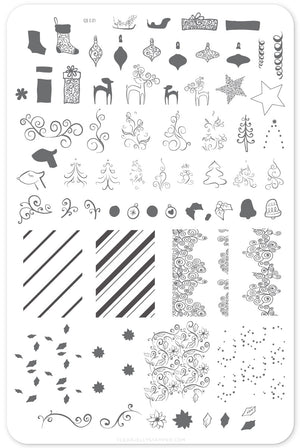Baubles & Bells (CjS C-21) Steel Nail Art Stamping Plate 14 x 9 Clear Jelly Stamper 