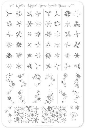 Painted Snowflakes (CjS C-30) Steel Nail Art Stamping Plate 14 x 9 Clear Jelly Stamper 