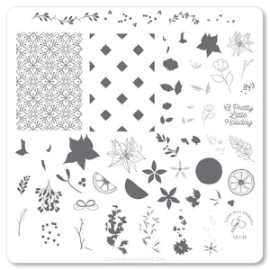 A Pretty Little Holiday (CjSC-33) Steel Nail Art Stamping Plate 8 x 8 Clear Jelly Stamper 