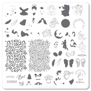 Angelic (CjS C-37) Steel Nail Art Stamping Plate 8 x 8 Clear Jelly Stamper 