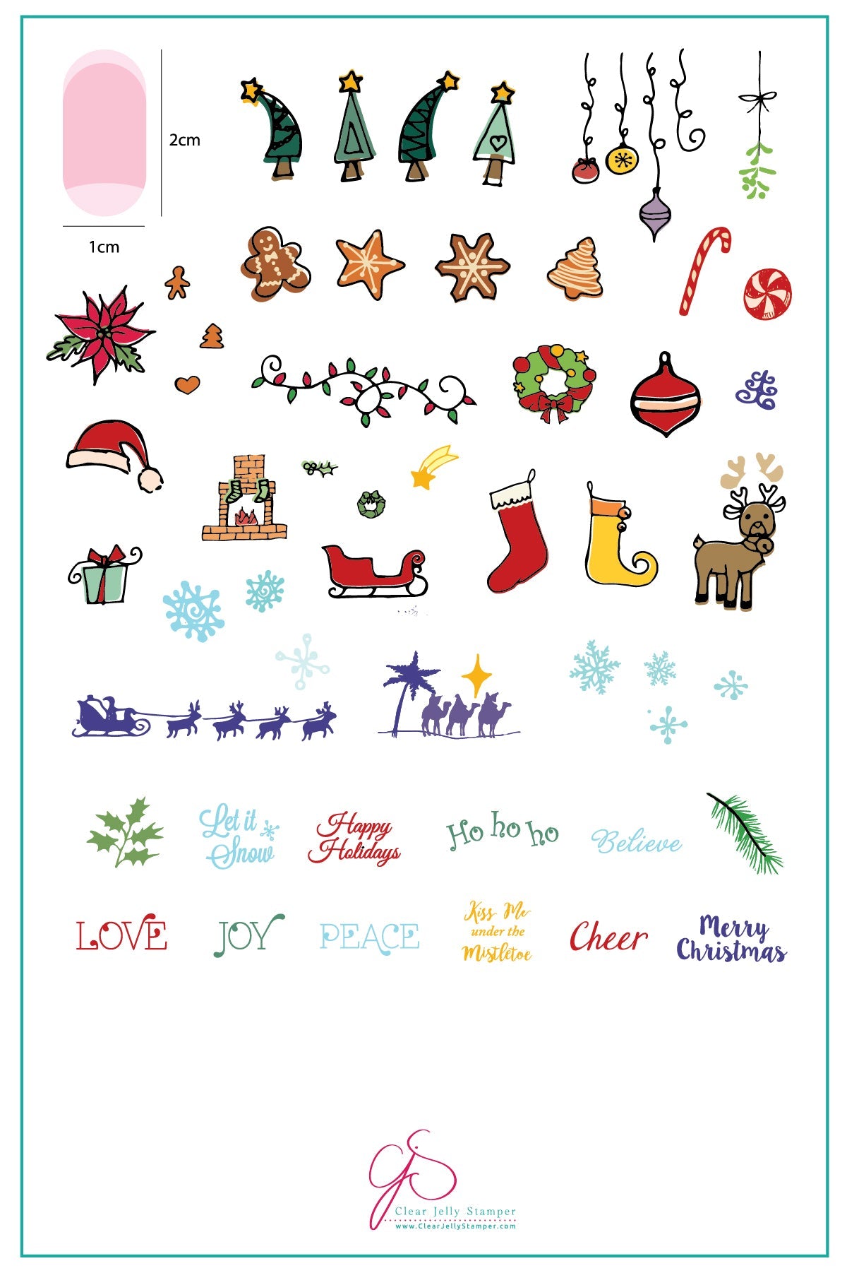 Under the Mistletoe (CjSC-10) - Upadaisy - Steel Nail Art Stamping Plate 14 x 9 Clear Jelly Stamper Plate 
