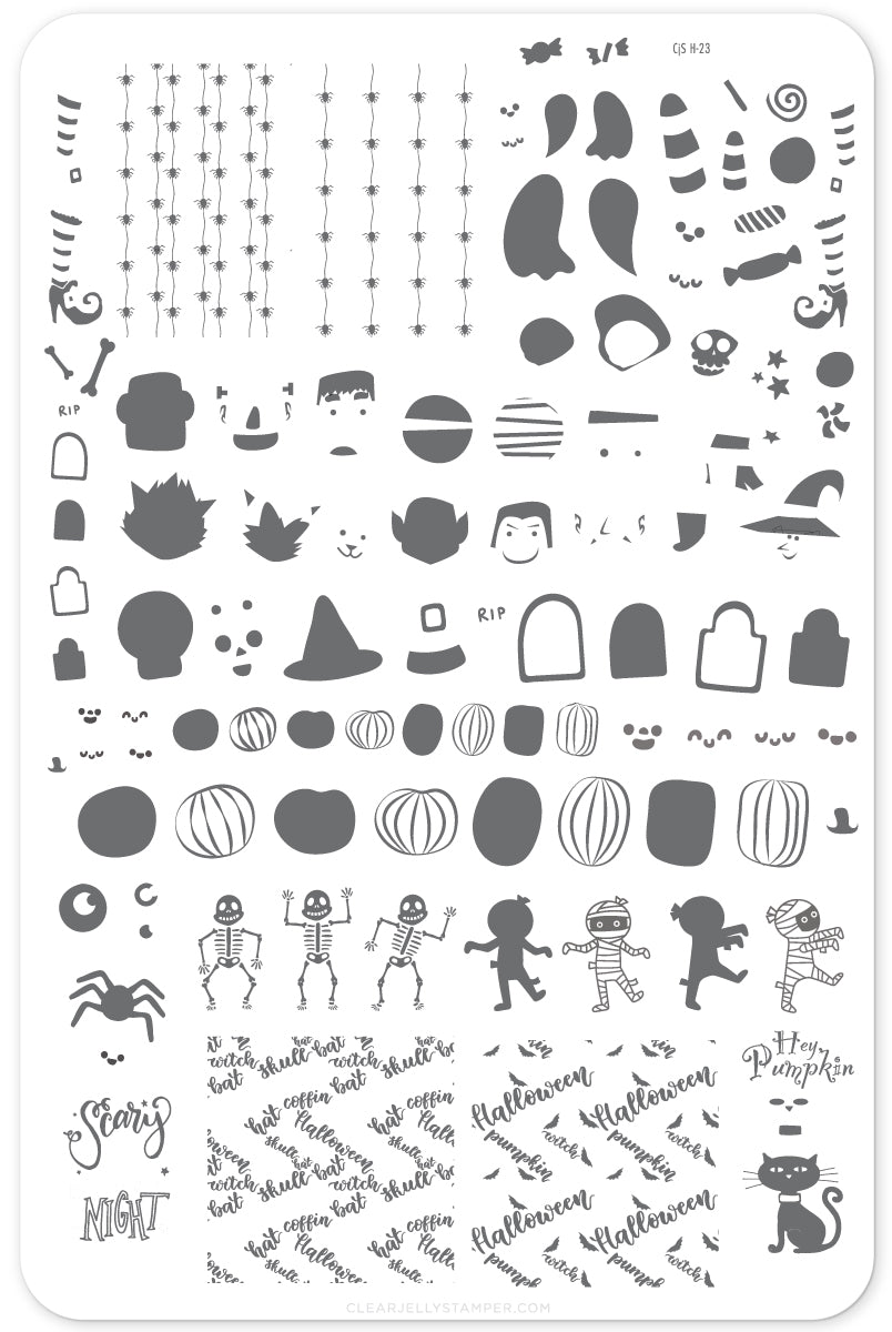 Dancing Skeletons (CjS H-23) Steel Stamping Plate 14 x 9 Clear Jelly Stamper 