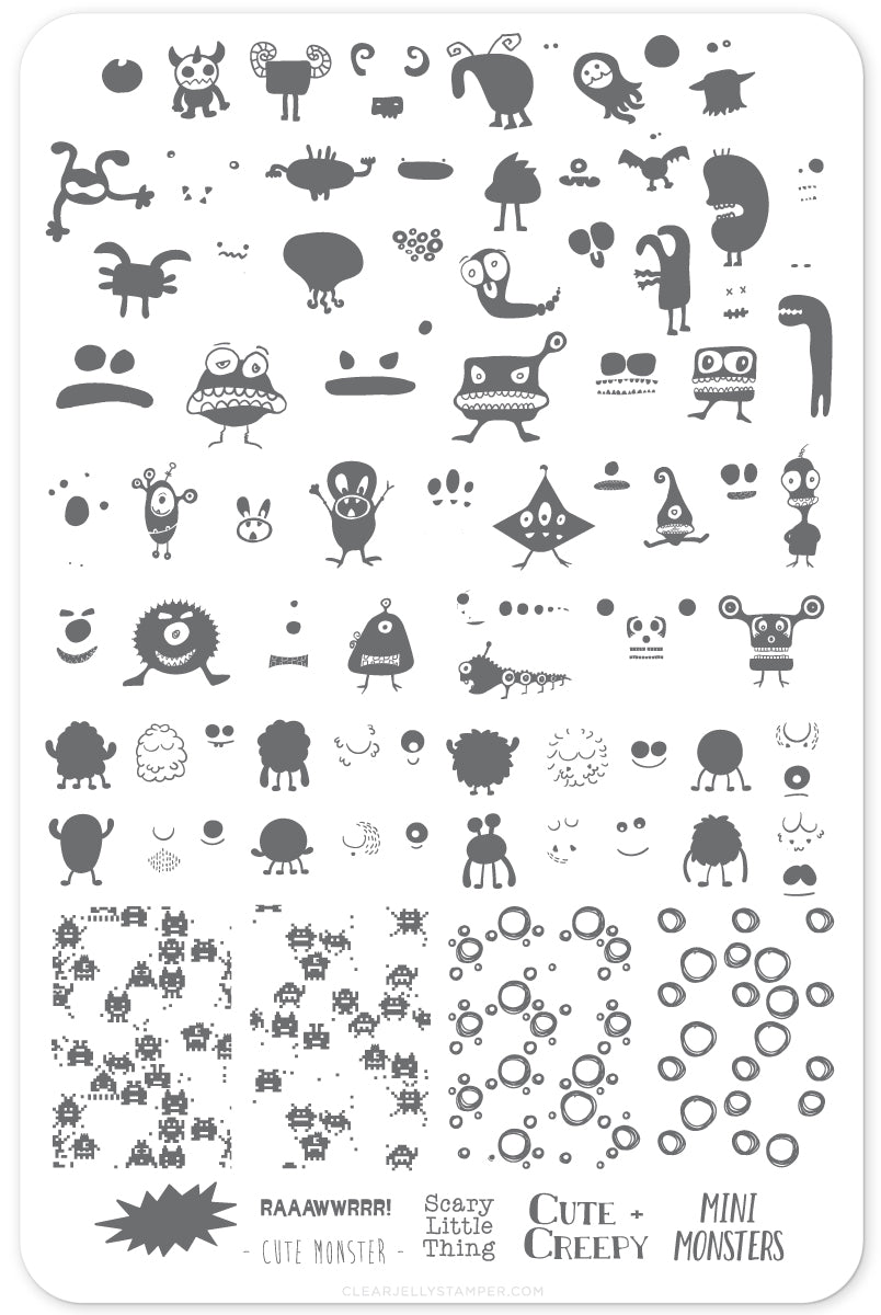 Monster Mash! (CjS H-27) Steel Stamping Plate 14 x 9 Clear Jelly Stamper 