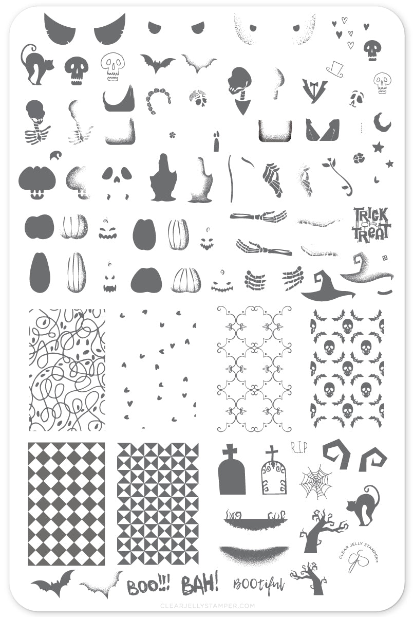 BOO-tiful (CjSH-47) Steel Stamping Plate 14 x 9 Clear Jelly Stamper 