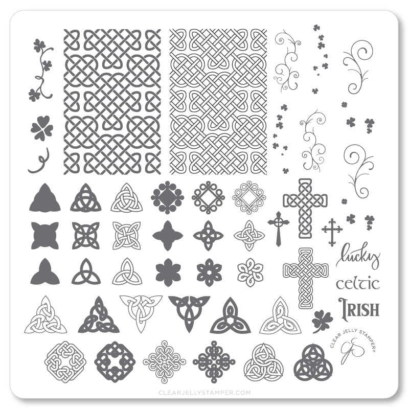 Celtic Charm (CjSH-49) Steel Stamping Plate 8 x 8 Clear Jelly Stamper 