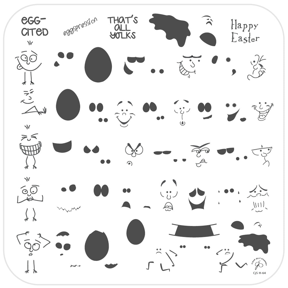 Eggspression (CjSH-64) Steel Stamping Plate 8 x 8 Clear Jelly Stamper 