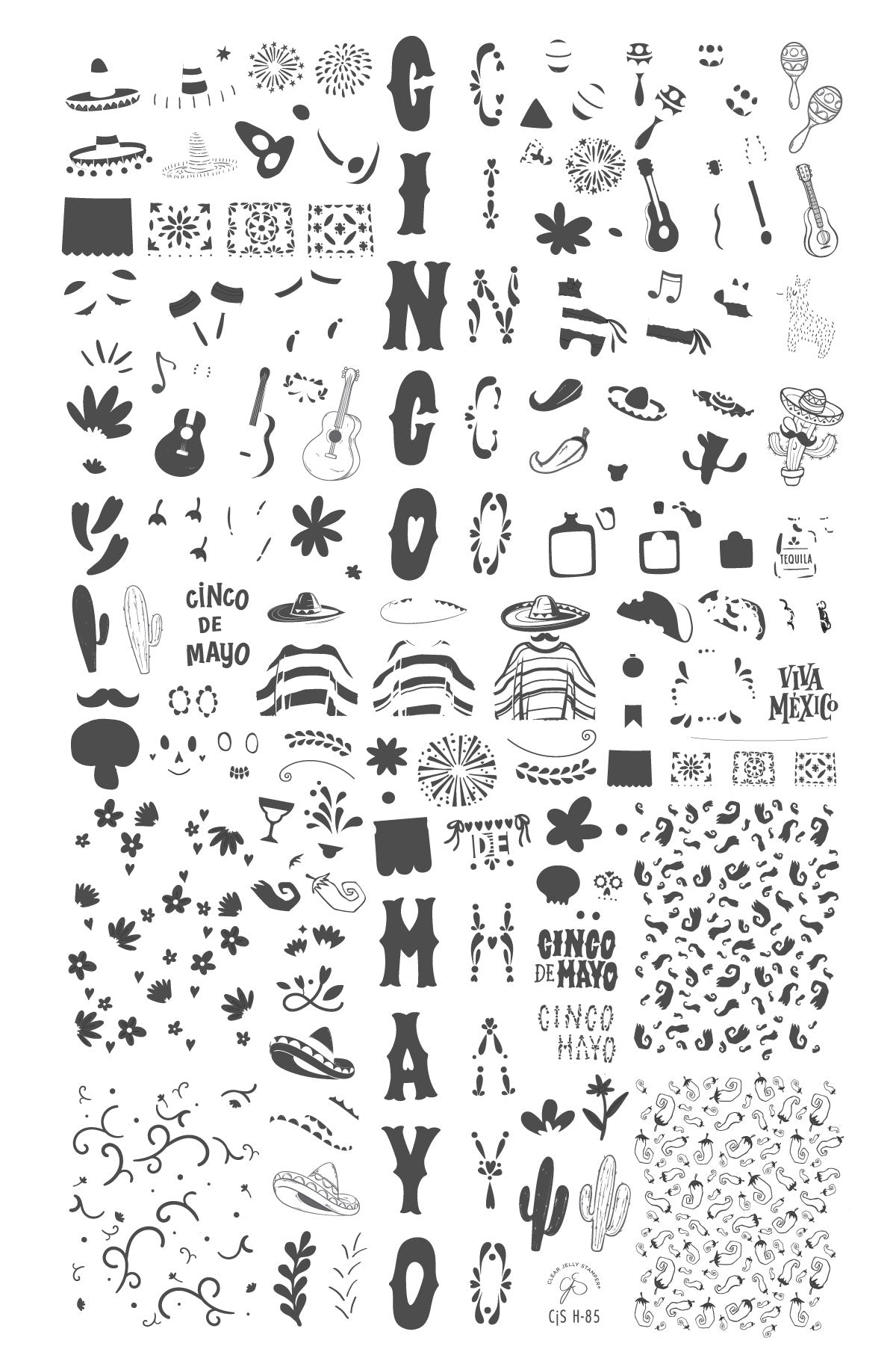 Cinco De Mayo (CjSH-85) Steel Nail Art Layered Stamping Plate