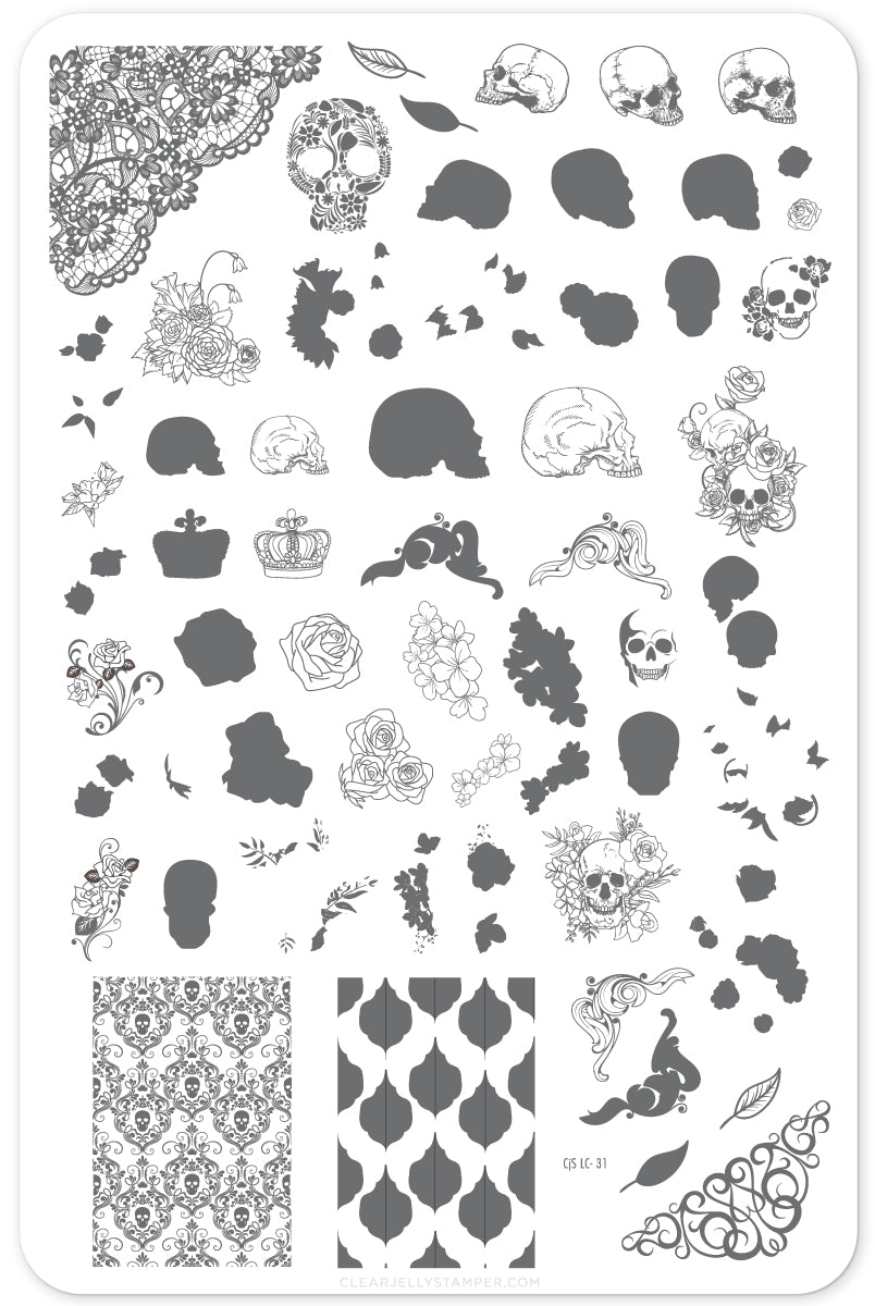 Romantic Rebel (CjS LC-31) Steel Stamping Plate 14 x 9 Clear Jelly Stamper 