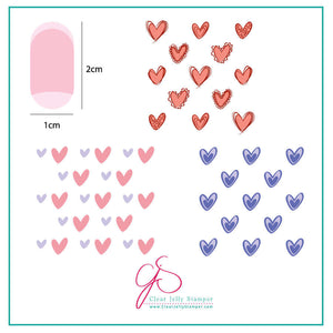 Super Cute Hearts (CjS V-02) - Steel Stamping Plate 6x6 Clear Jelly Stamper Plate 