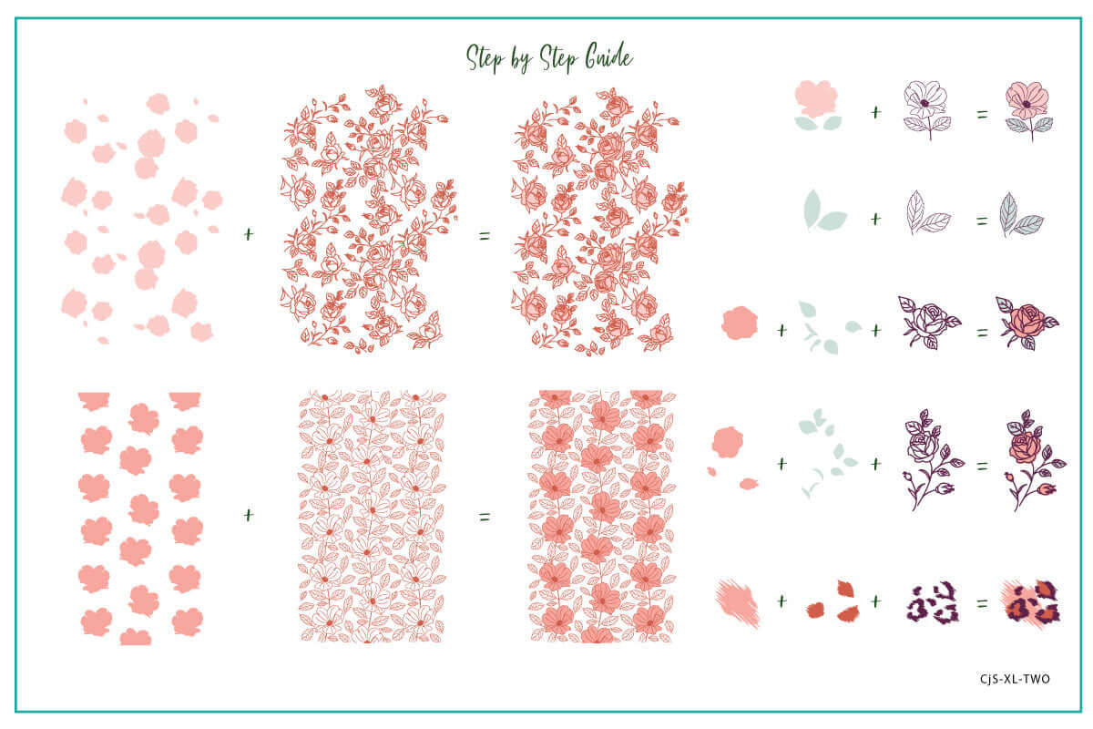 layered-nail-art-stamping-plate-how-to-card-with-colourful-designs-of-flowers-and-floral-print-patterns