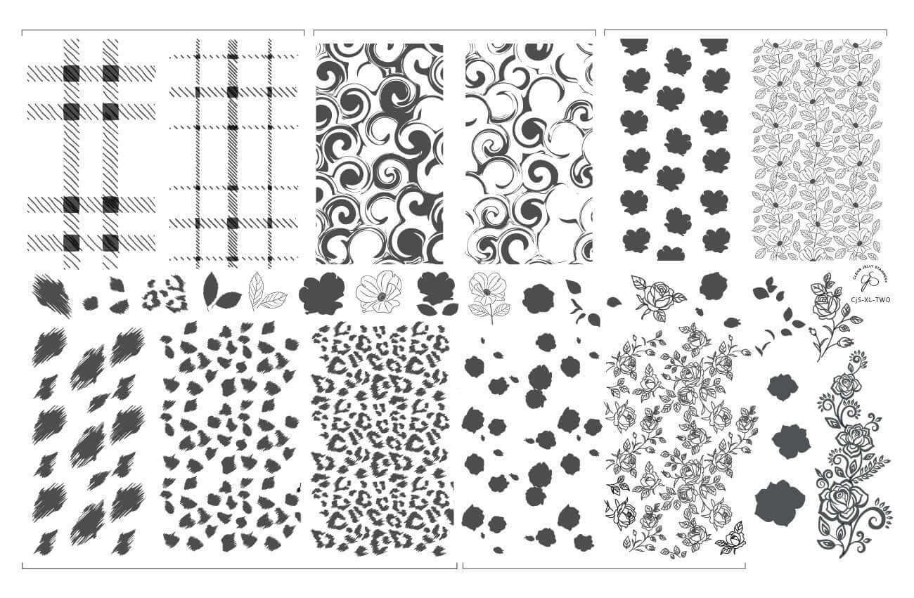 layered-nail-art-stamping-plate-with-designs-of-flowers-animal-print-and-plaid-patterns