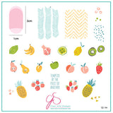 Mod Life Series - Just Picked (CjS-154) Steel Nail Art Stamping Plate 8 x 8 Clear Jelly Stamper 