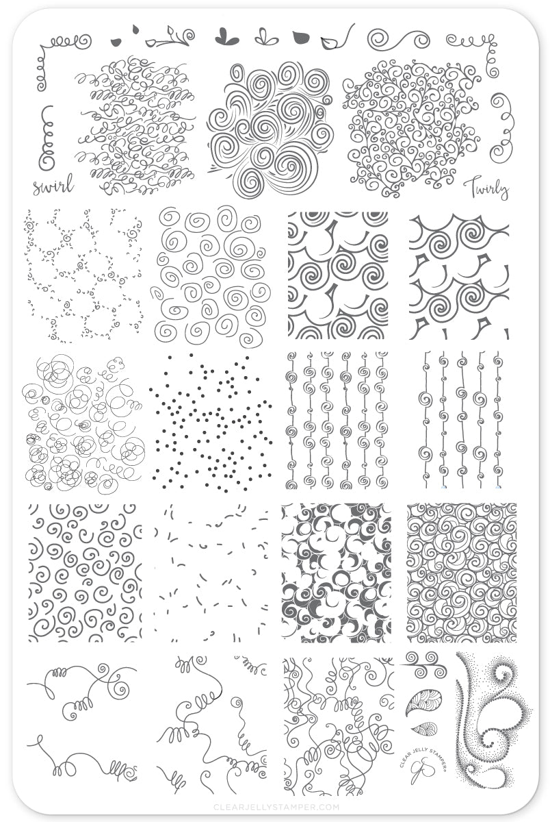 For the Love of Swirls (CjSLC-66) Steel Stamping Plate 14 x 9 Clear Jelly Stamper 