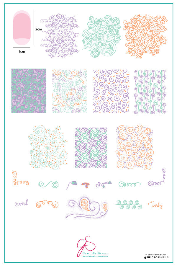 For the Love of Swirls (CjSLC-66) Steel Stamping Plate 14 x 9 Clear Jelly Stamper 