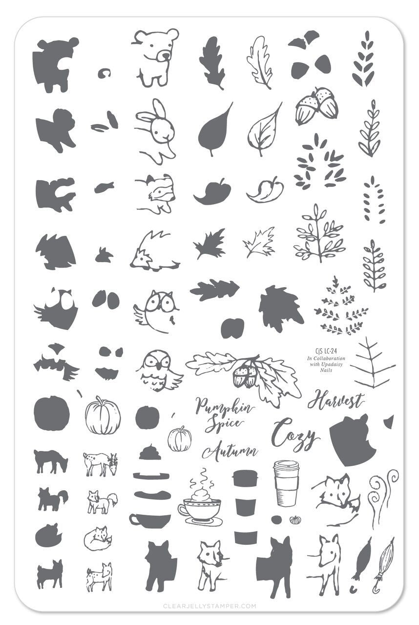 Pumpkin Spice (CjS LC-25) -Steel Stamping Plate 14 x 9 Clear Jelly Stamper 