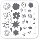 Petals on Point (CjS-65) Steel Nail Art Stamping Plate 6x6 Clear Jelly Stamper 