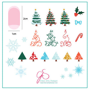 Christmas Tree (CjSC-01) - Steel Nail Art Stamping Plate 6x6 Clear Jelly Stamper Plate 