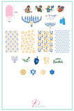 Happy Hanukkah (CjS C-28) Steel Nail Art Stamping Plate 14 x 9 Clear Jelly Stamper Plate 