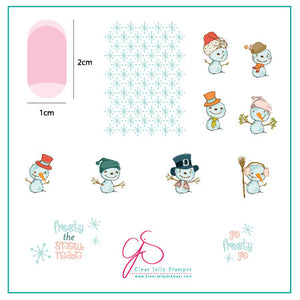 Do You Want to Build a Snowman? (CjS C-40) Steel Nail Art Stamping Plate 6x6 Clear Jelly Stamper 