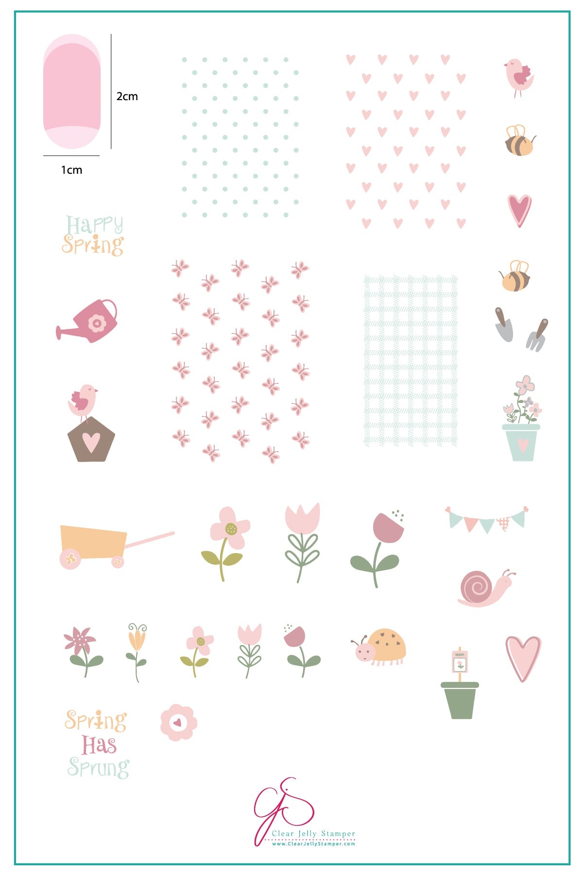 Spring Has Sprung - (CjSH-17) Steel Stamping Plate 14 x 9 Clear Jelly Stamper Plate 