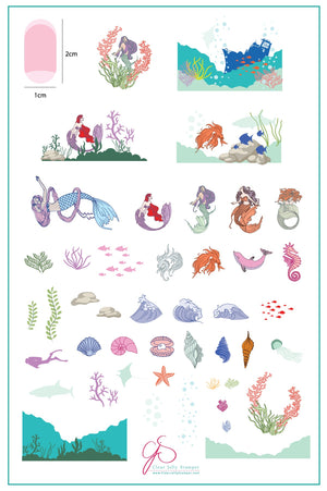 Suzie's Mermaid & Things (CjS LC-48 ) Steel Stamping Plate 14 x 9 Clear Jelly Stamper 