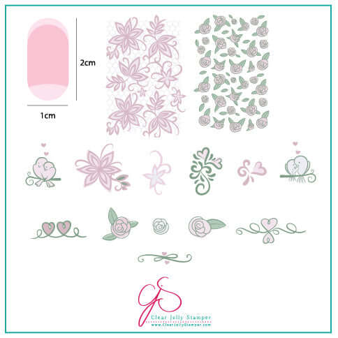 layered-nail-art-stamping-plate-inspo-card-showing-colorful-designs-of-roses-lilies-lace-and-love-birds